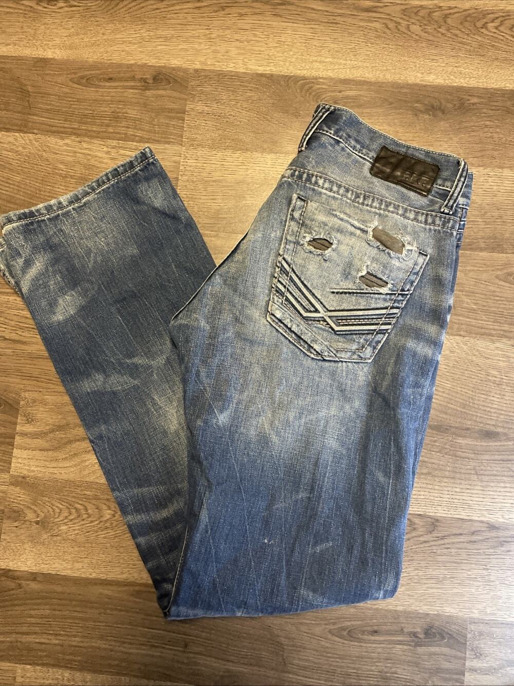 BKE Carter Bootcut Jeans Men’s 32L (32x33) Blue Medium Wash Distressed Boot Y2K